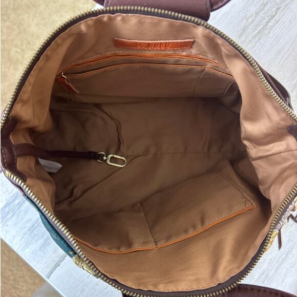 Hobo Sheila Medium Brown Leather Mixed Media Shoulder Bag Boho Purse New - Picture 8 of 9